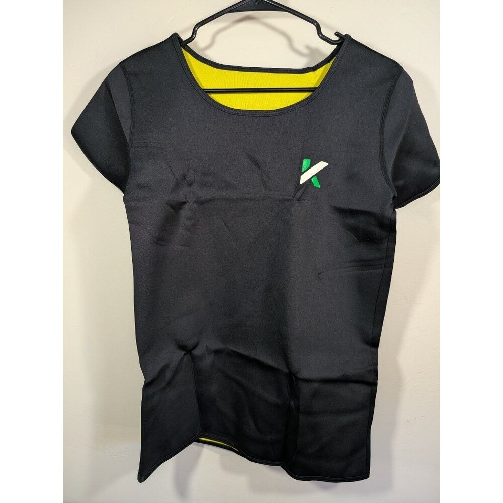Kewlioo Heat Trapping Sauna T-Shirt Mens Size XL Black Yellow Sweat Better New
